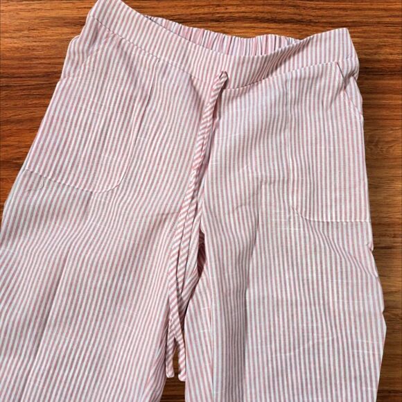 Pink and White Striped Pull On Bootcut Pants - Picture 2 of 4